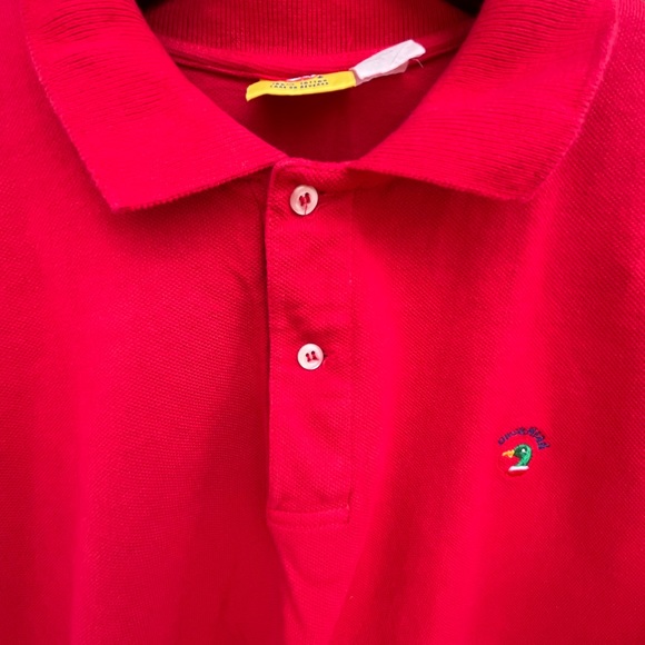 Duck Head Collared Short Sleeve 2 Button Cotton Polo, Ferrari Red | XL - Picture 3 of 5